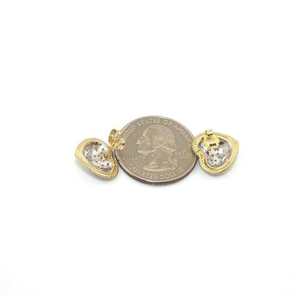 14K Gold Natural Diamond Heart Stud Earrings